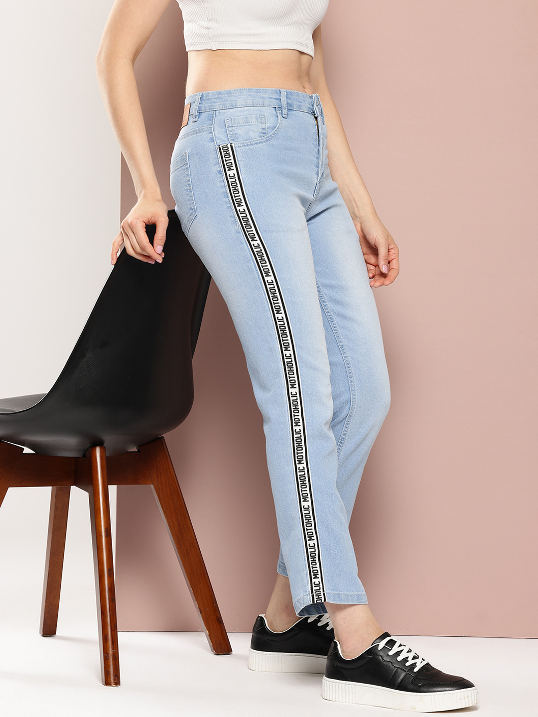 Harvard Women Straight Fit with Side Stripe Jeans