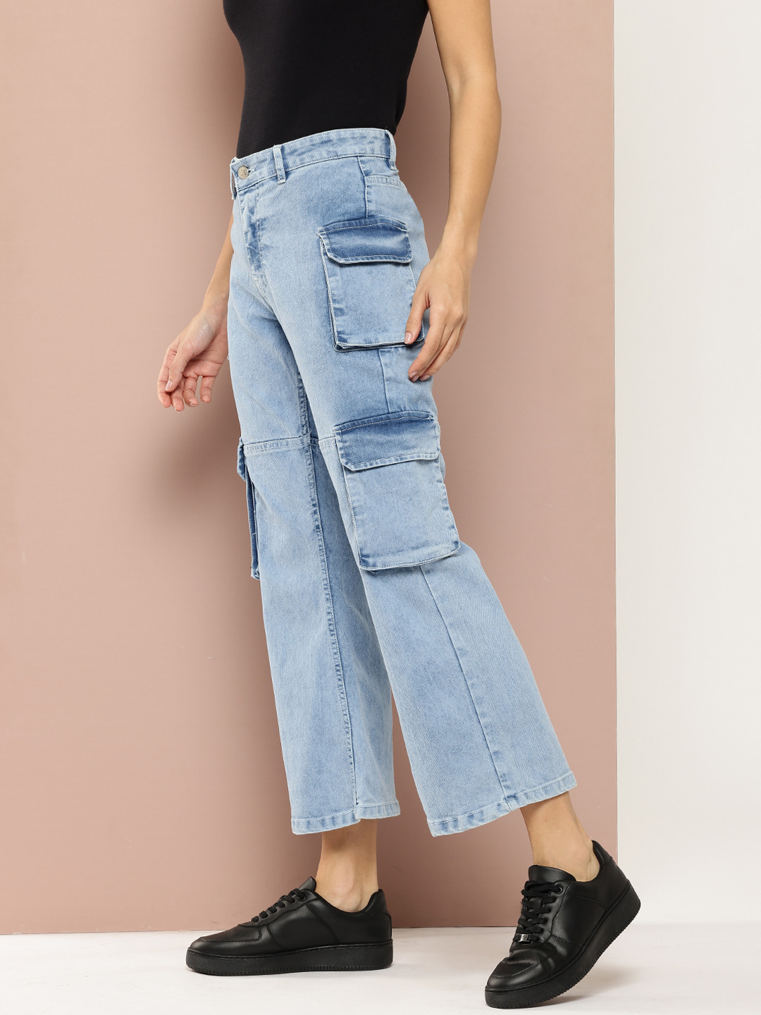 Harvard Women Flared Fit Coloured Cropped Jeans