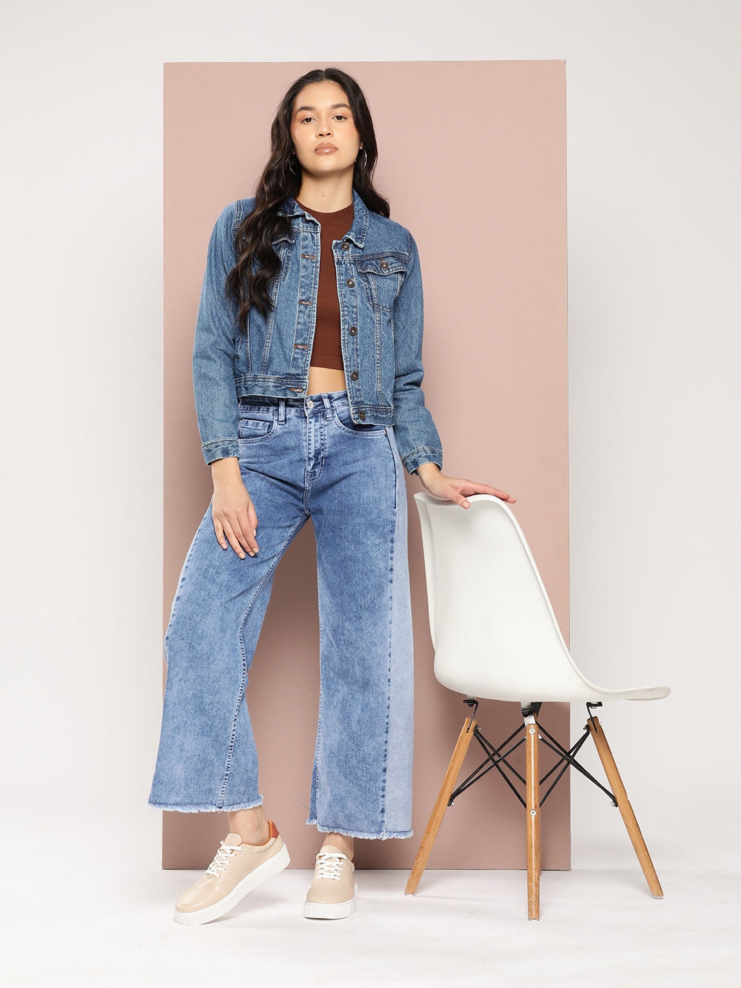 Harvard Women Wide Leg Light Fade Crop Jeans