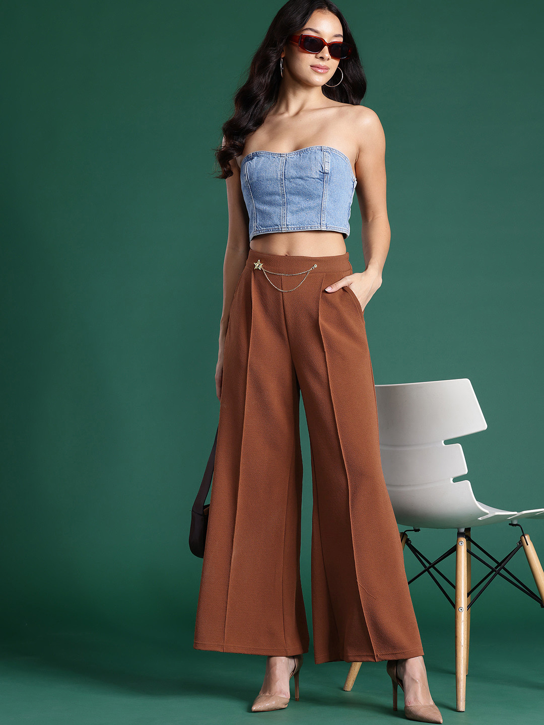 DressBerry Bizwear Women Pleated Wide Leg Trousers