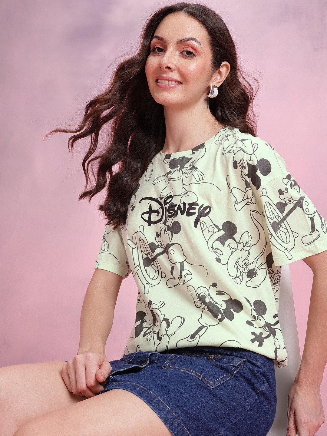 DressBerry Mickey Mouse Print Relaxed Pure Cotton T-shirt