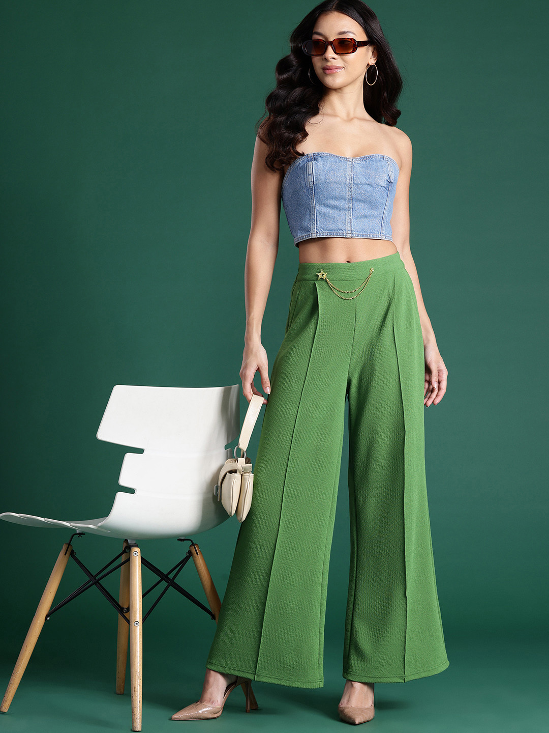 DressBerry Women Pleated Wide Leg Trousers