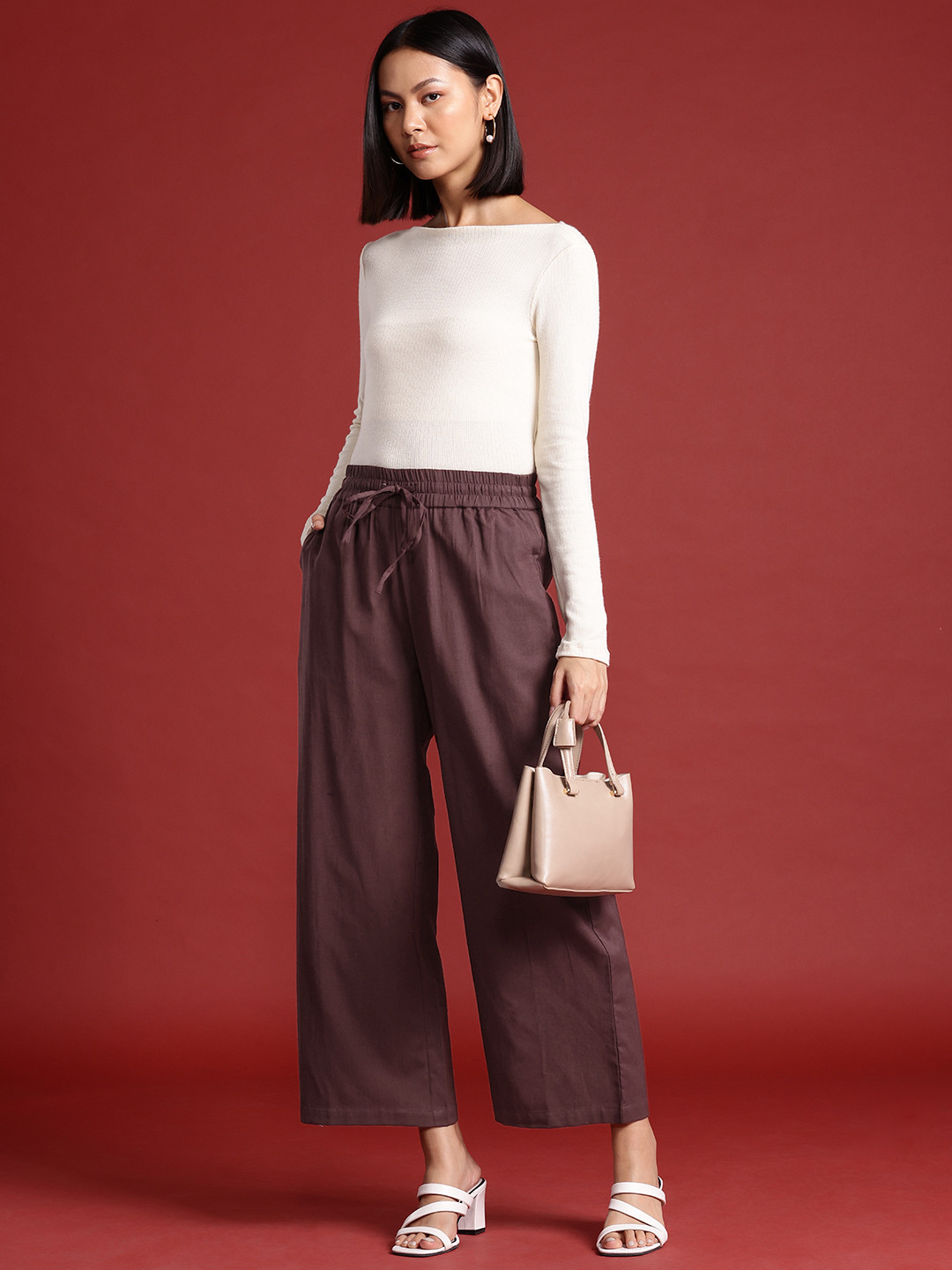 all about you Women Cropped Cotton Linen Trousers