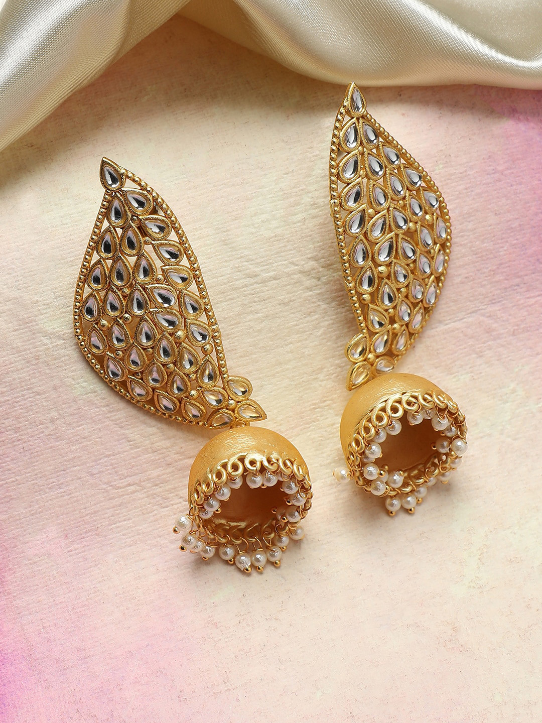 Anouk Gold-Toned Stone Studded Jhumkas
