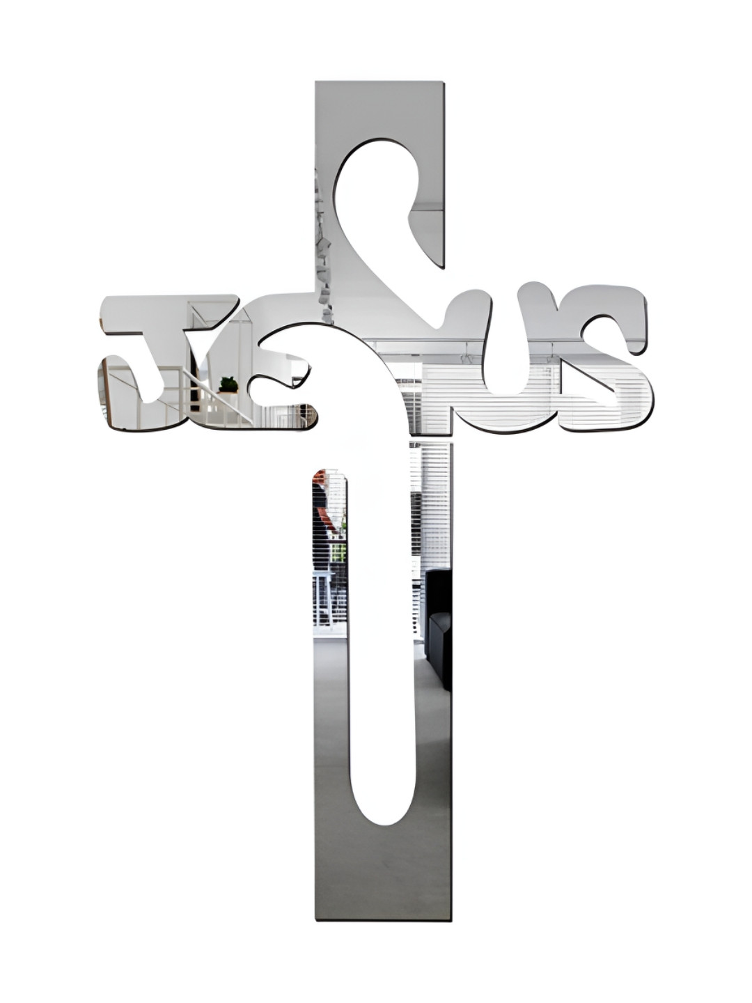 Wall1ders Silver Toned Jesus Acrylic Mirror Wall Stickers