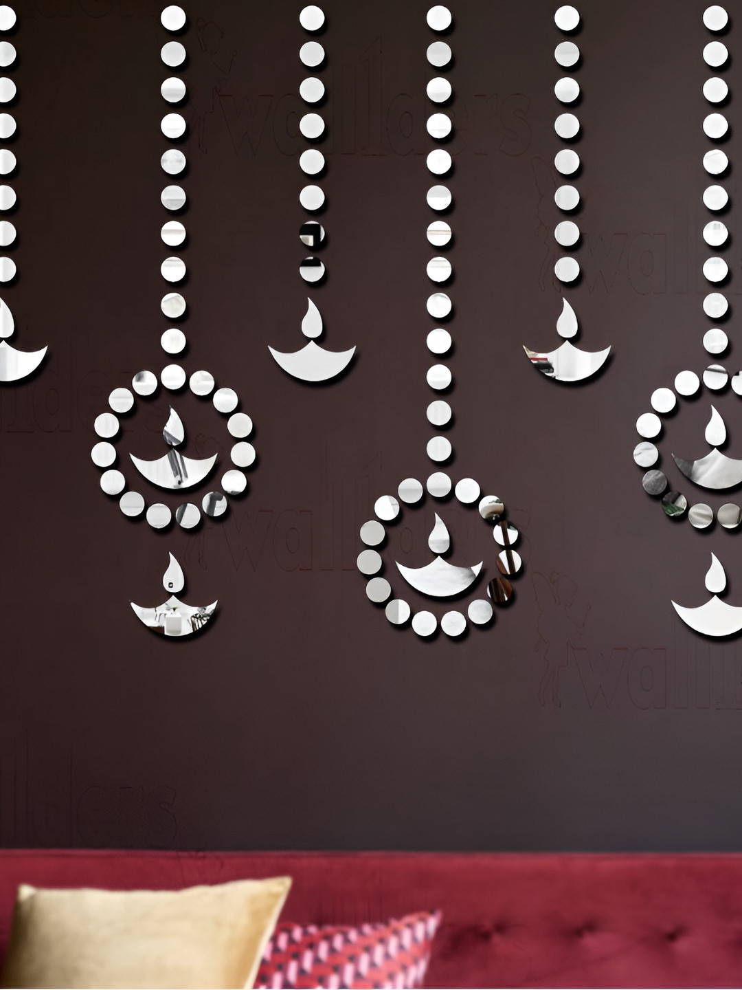 Wall1ders Silver Toned 210 Pieces Acrylic Mirror Wall Stickers