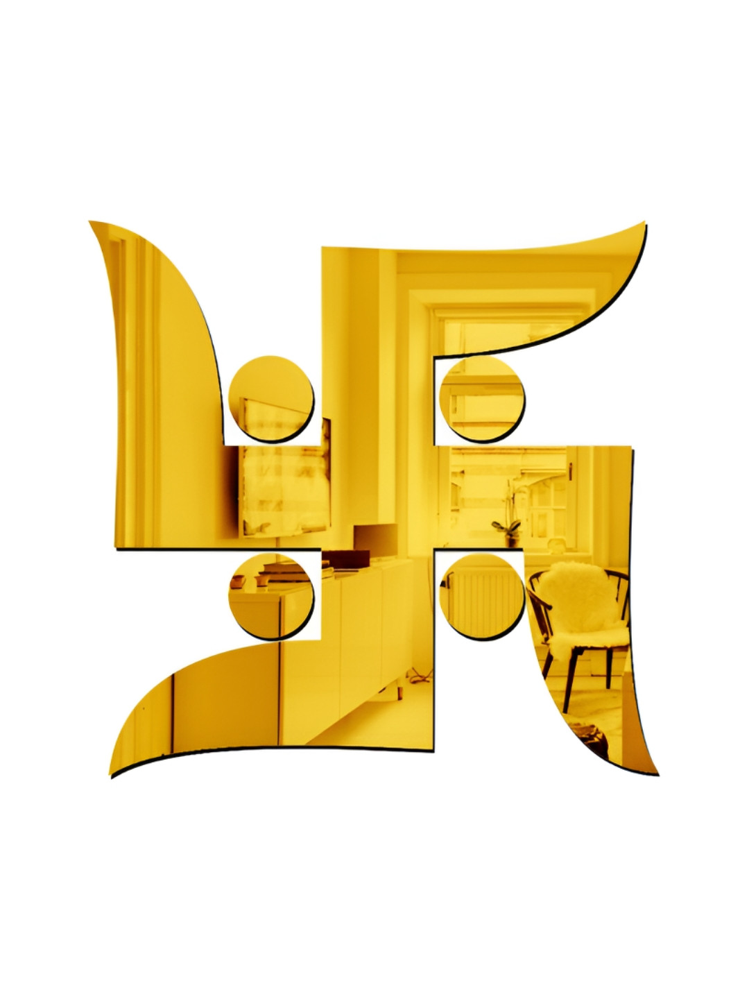Wall1ders Gold Toned Swastik Acrylic Mirror Wall Stickers