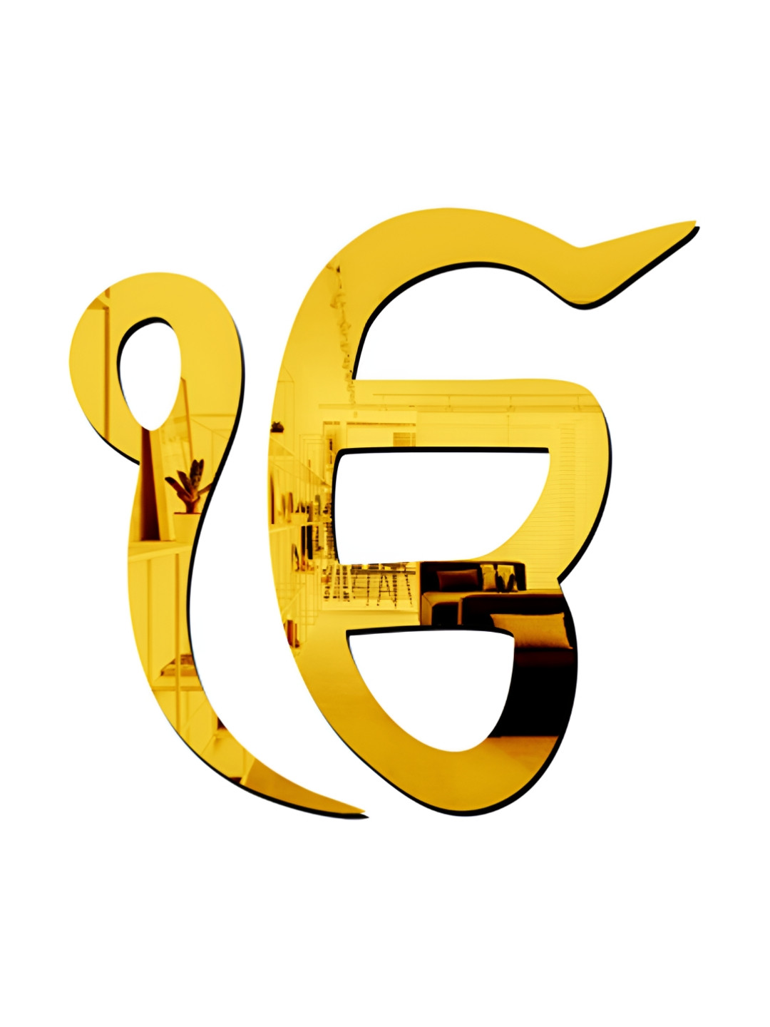 Wall1ders Gold Toned IK Onkar Acrylic Mirror Wall Stickers