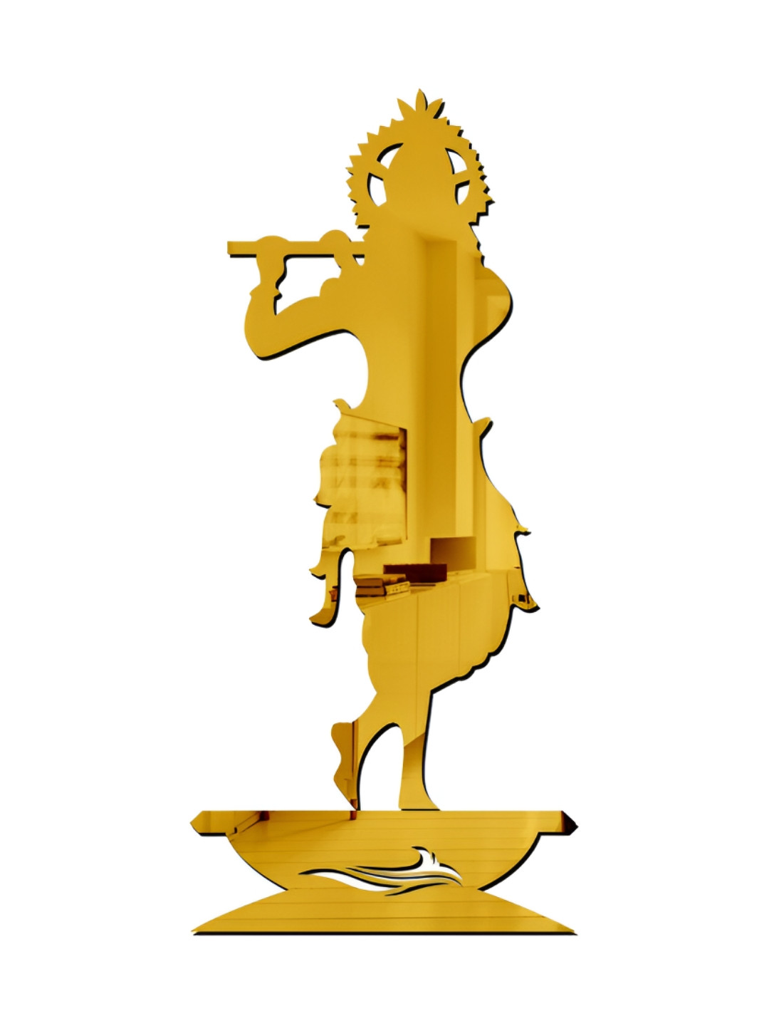 Wall1ders Gold Toned Acrylic Krishna Mirror Wall Stickers