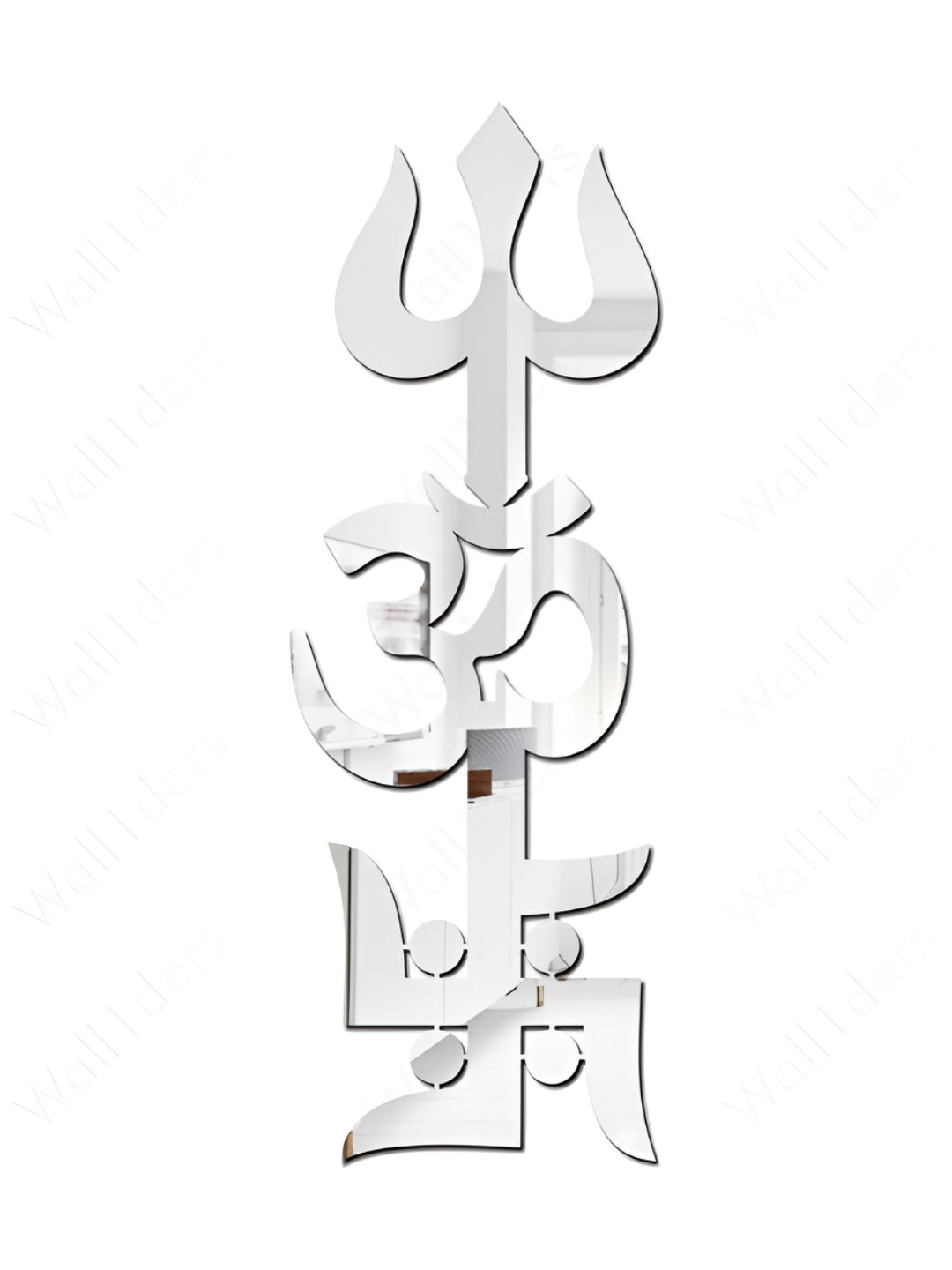 Wall1ders Silver Toned 3 Pieces Trishekti  Acrylic Mirror Wall Stickers