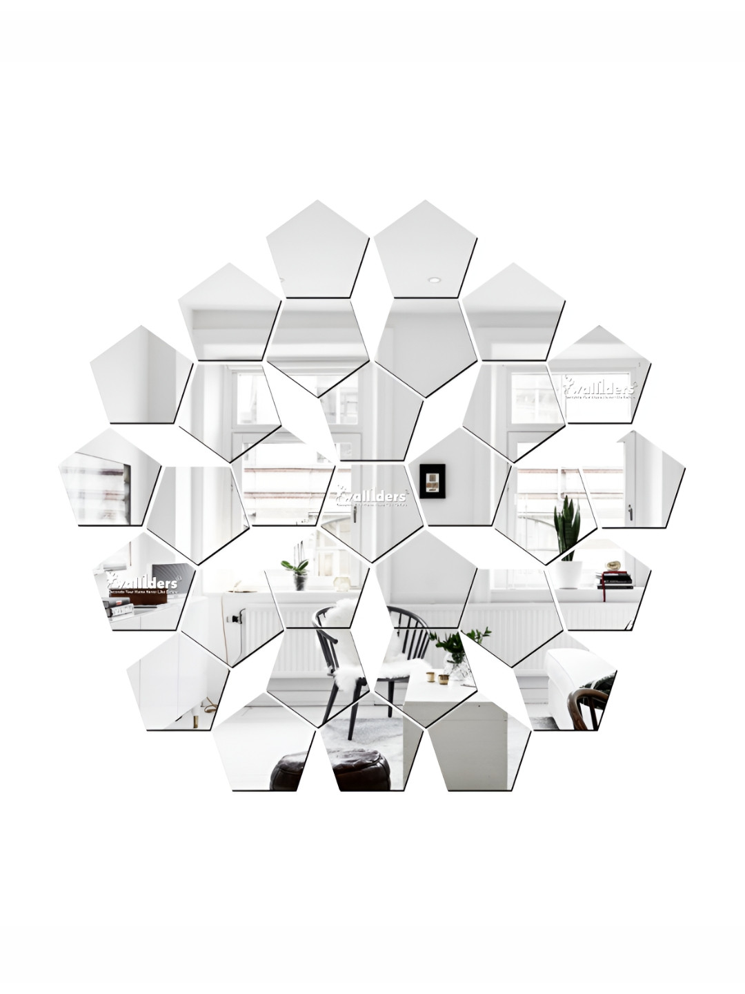 Wall1ders 31 Pieces Silver Acrylic Mirror Wall Stickers