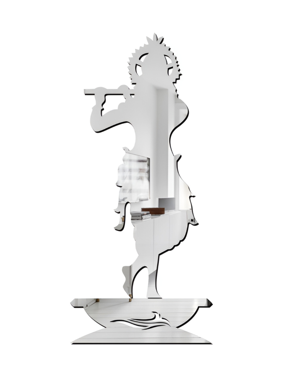 Wall1ders Silver Toned Krishna Acrylic Mirror Wall Sticker