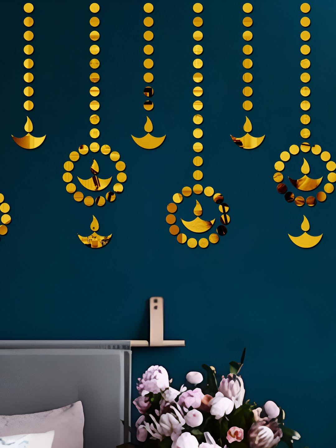 Wall1ders 210 Pieces Golden Acrylic Mirror Wall Stickers