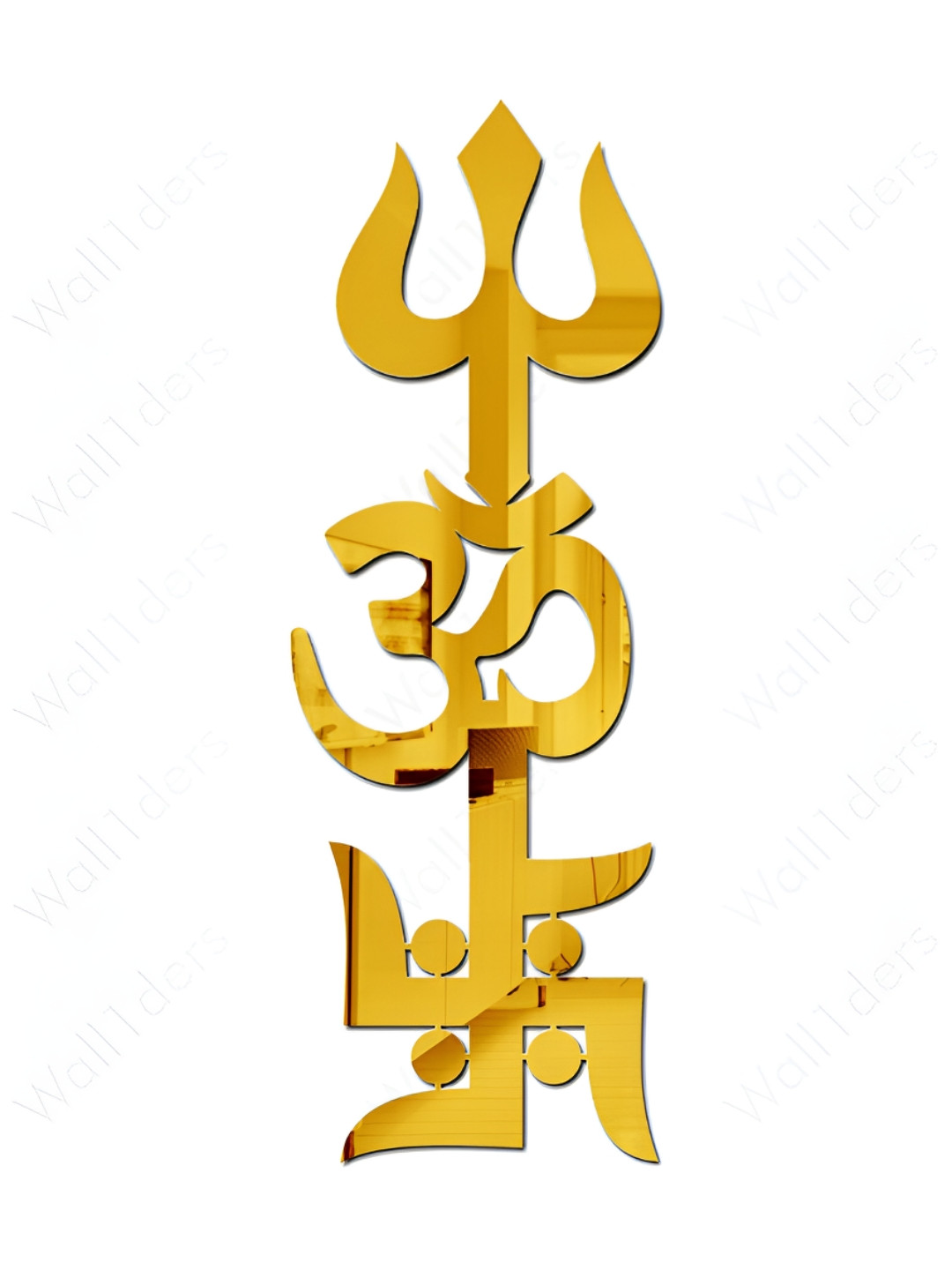 Wall1ders Gold Toned 3 Pieces Trishekti Acrylic Mirror Wall Stickers