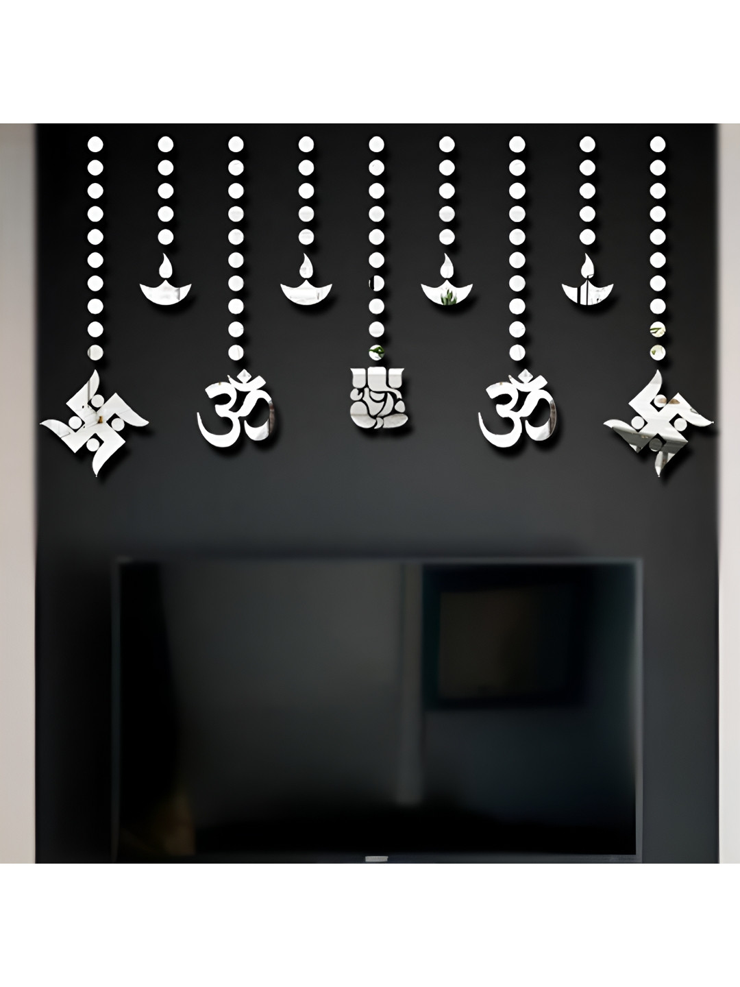 Wall1ders Silver Toned 105 Pieces Acrylic Mirror Wall Stickers