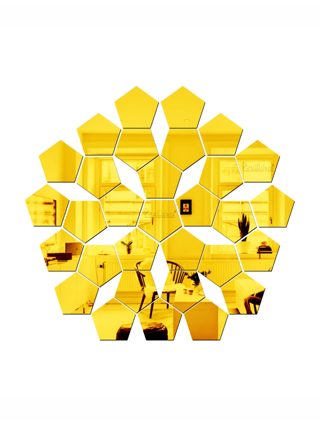 Wall1ders 31 Pieces Gold Toned Acrylic Mirror Wall Stickers