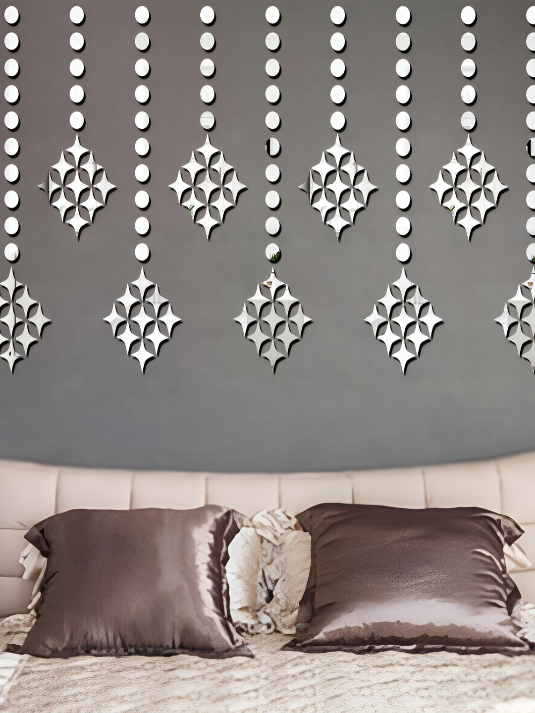 Wall1ders Silver Toned 230 Pieces Acrylic Mirror Wall Stickers