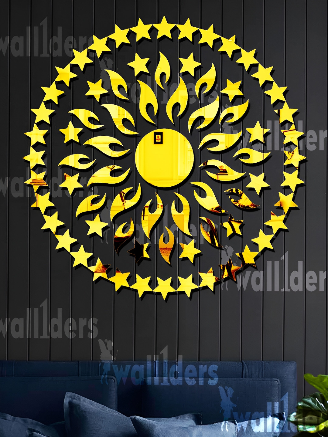 Wall1ders 50 Pieces Gold Toned Acrylic Mirror Wall Stickers