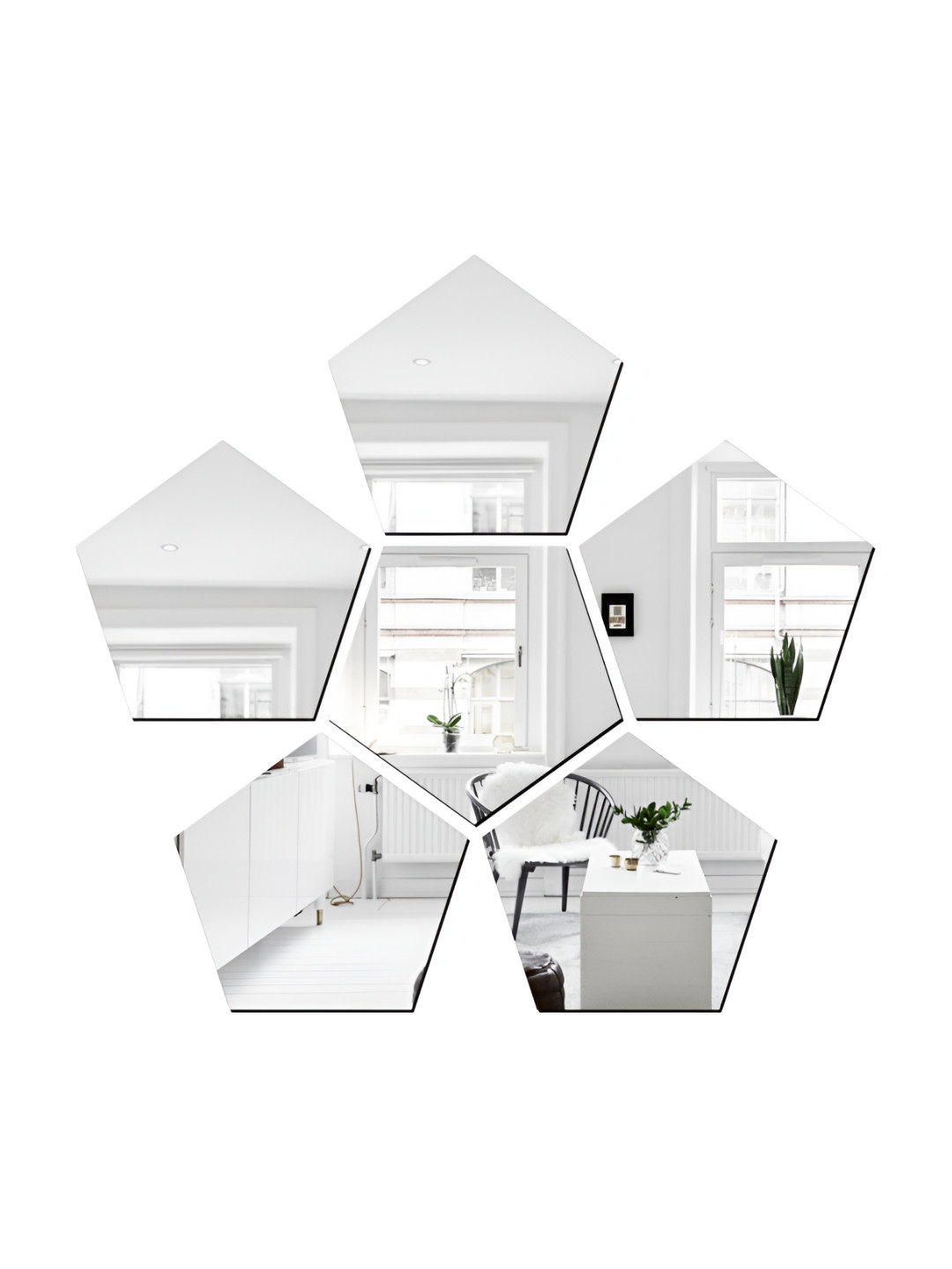 Wall1ders 6 Pieces Silver Acrylic Mirror Wall Stickers