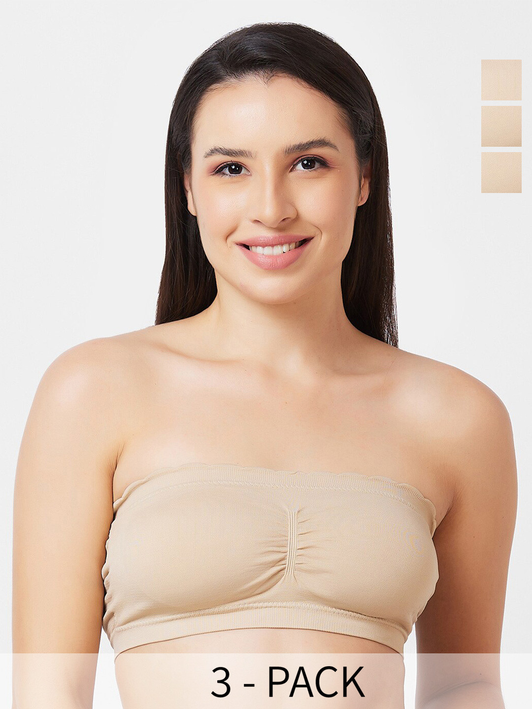 NOIRA Pack Of 3 Half Coverage Lightly Padded Seamless Bandeau BraWith All Day Comfort