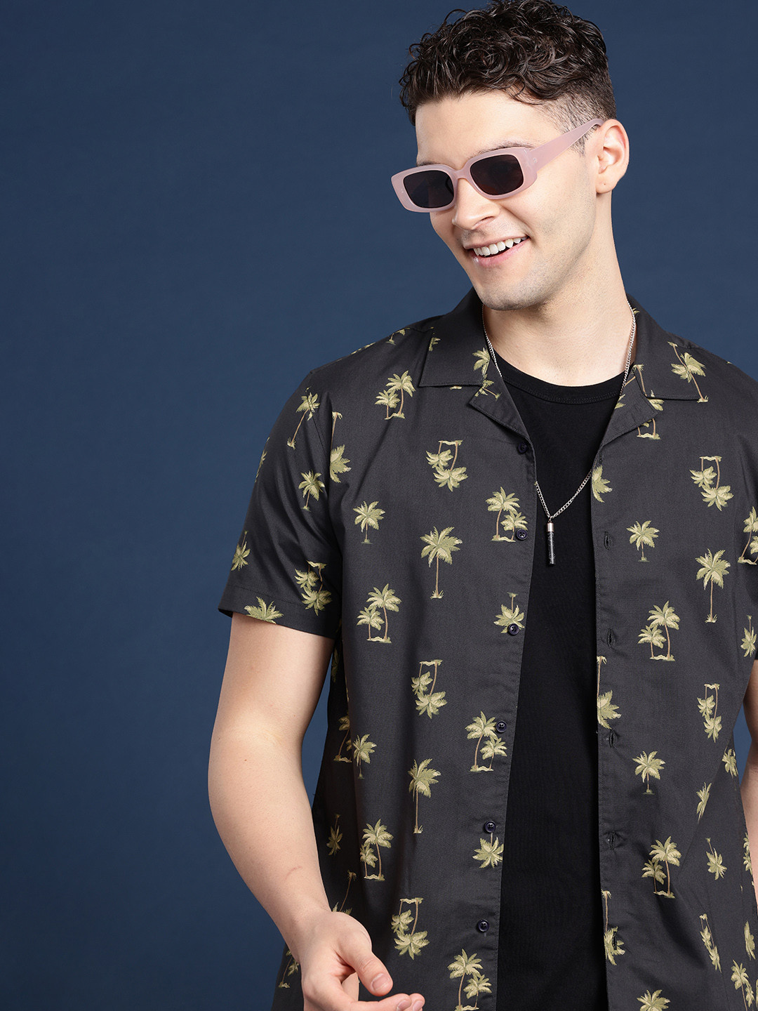 Mast & Harbour Men Printed Cuban Collar Casual Shirt