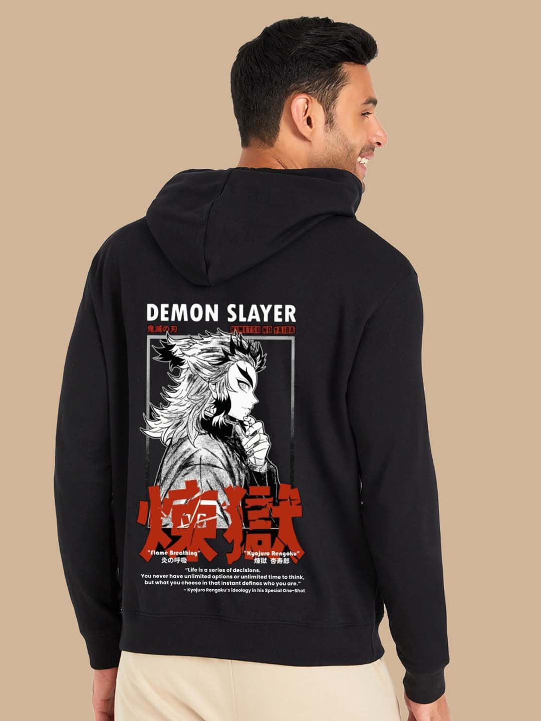 BAESD Demon Slayer Printed Hooded Fleece Pullover