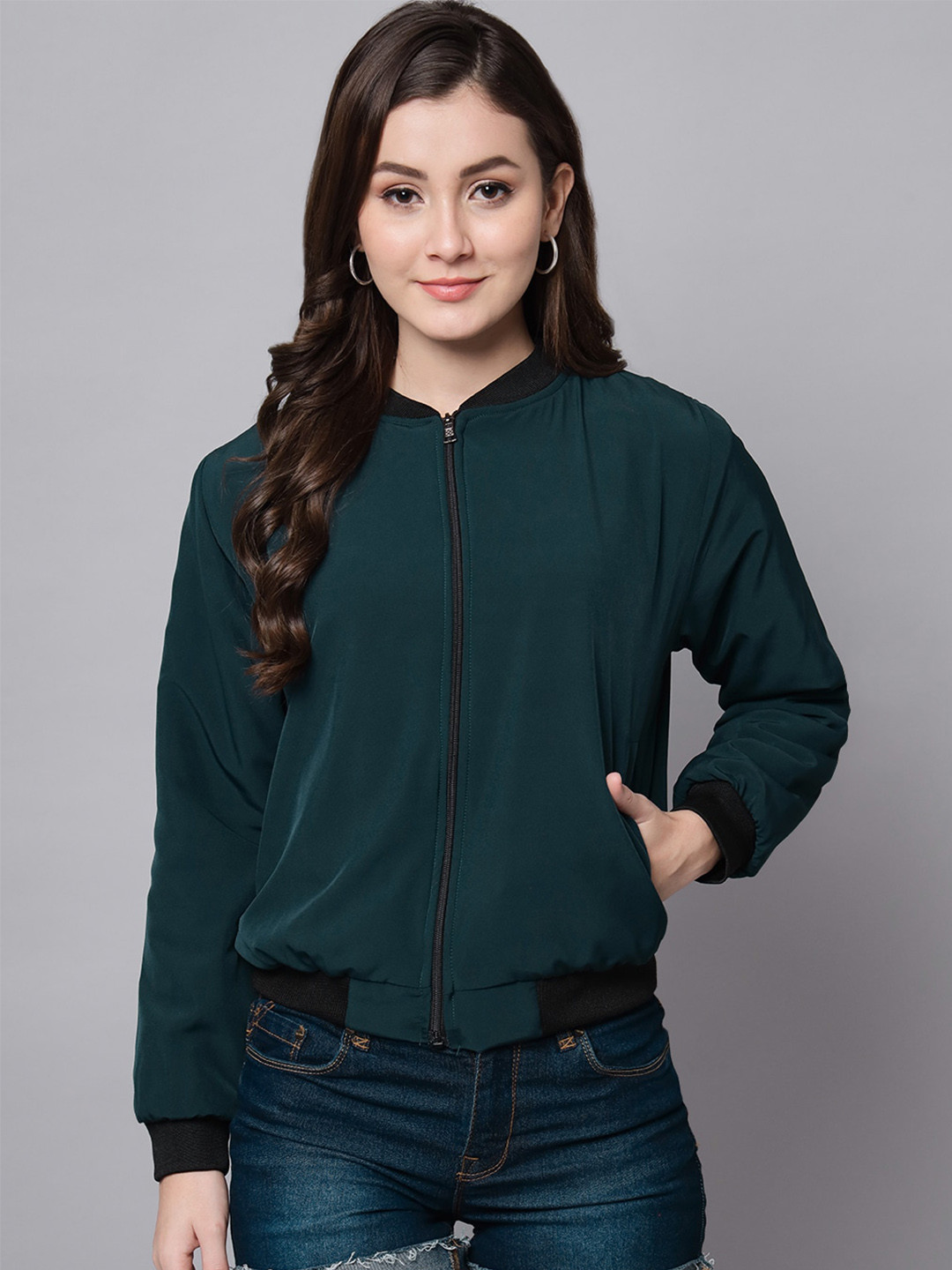 Funday Fashion Stand Collar Bomber Jacket
