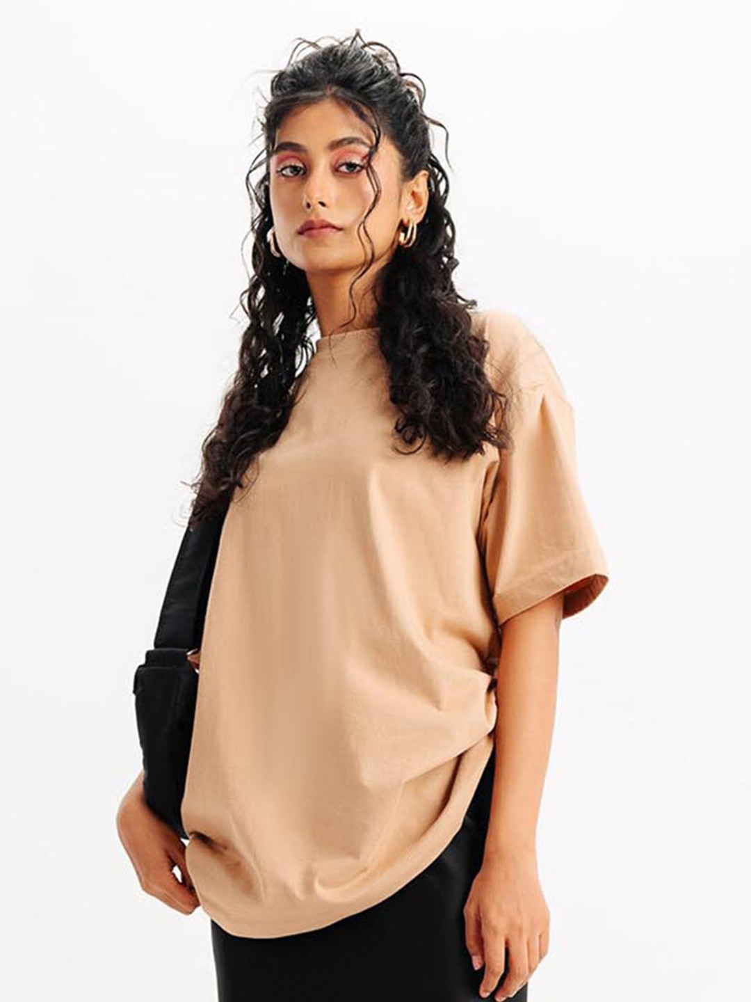 FREAKINS Typography Printed Drop-Shoulder Sleeves Pure Cotton Oversized T-shirt