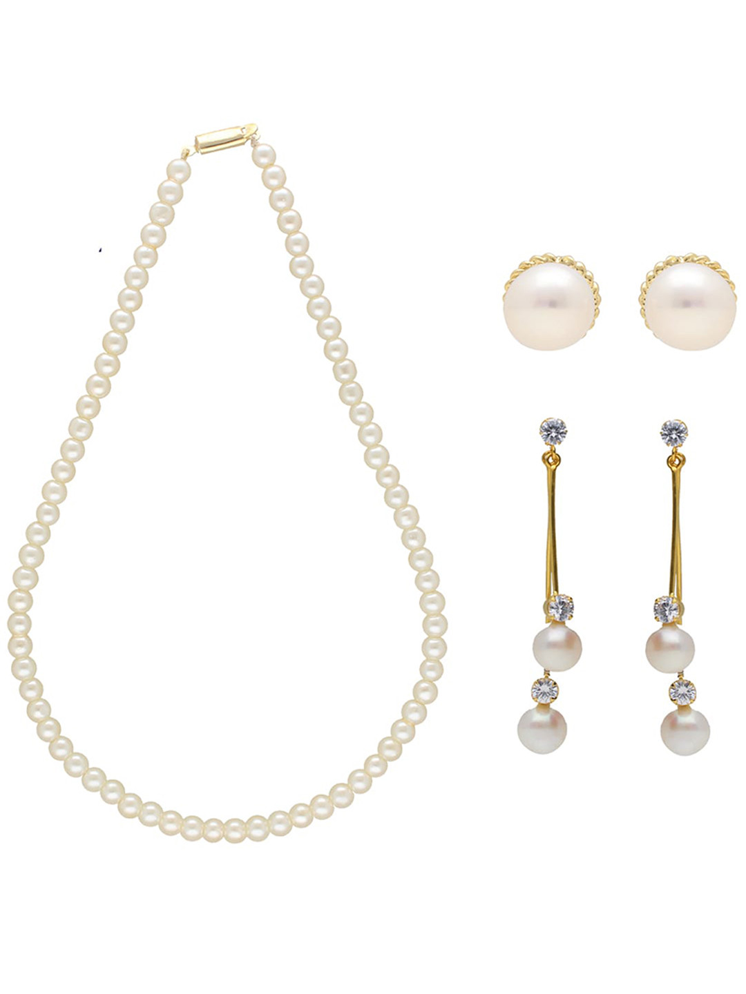 Sri Jagdamba Pearls Dealer Set Of 2 Gold-Plated Pearl Studded & Beaded Jewellery Set