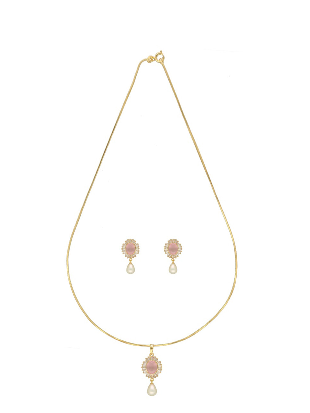 Sri Jagdamba Pearls Dealer Set Of 2 Gold-Plated Stone Studded & Beaded Pendant Set