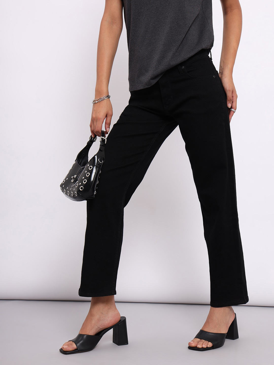 Lee Women Jane Straight Fit High-Rise Clean Look Stretchable Jeans
