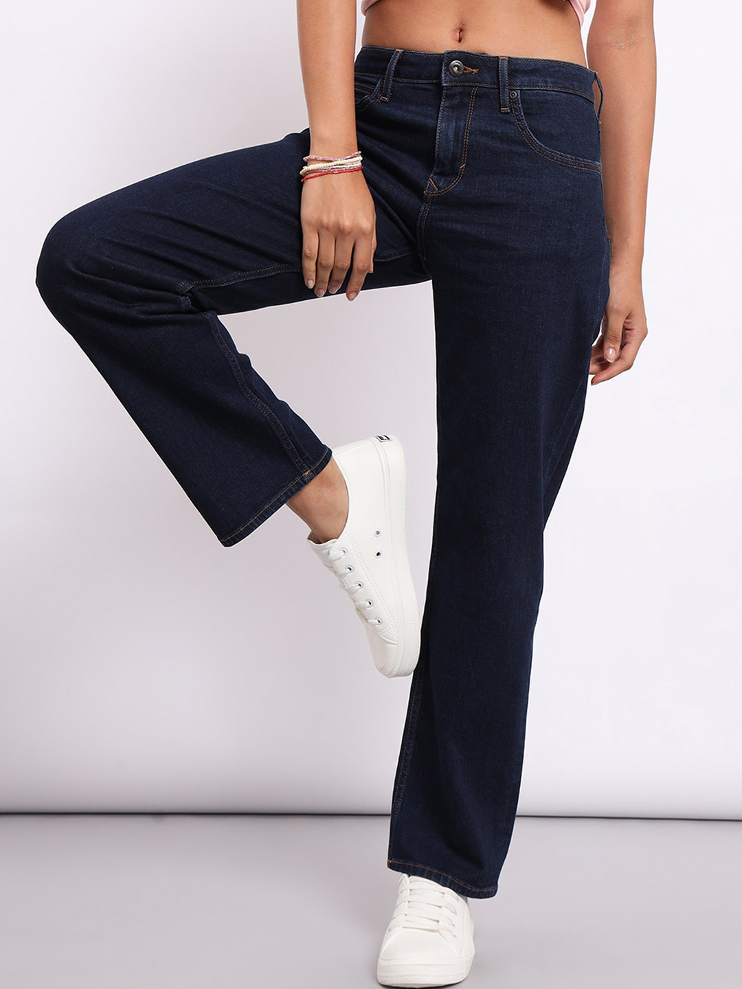 Lee Women Jane Straight Fit High-Rise Stretchable Jeans