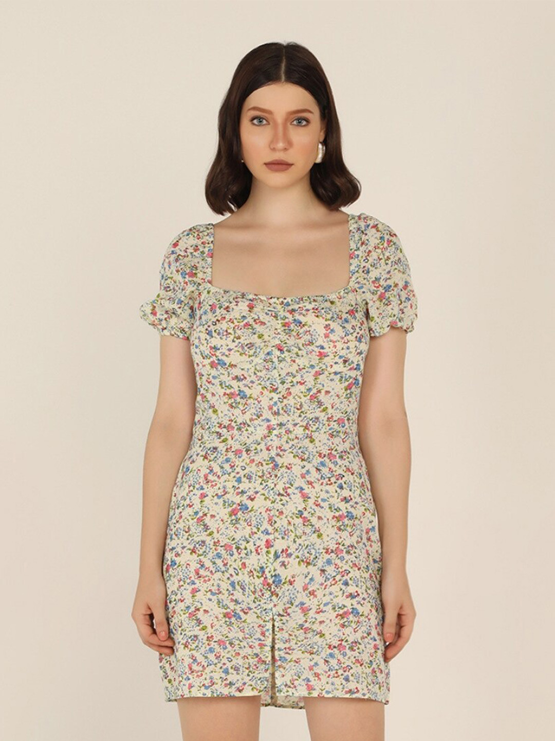 STARIN Floral Printed Cotton A-Line Dress
