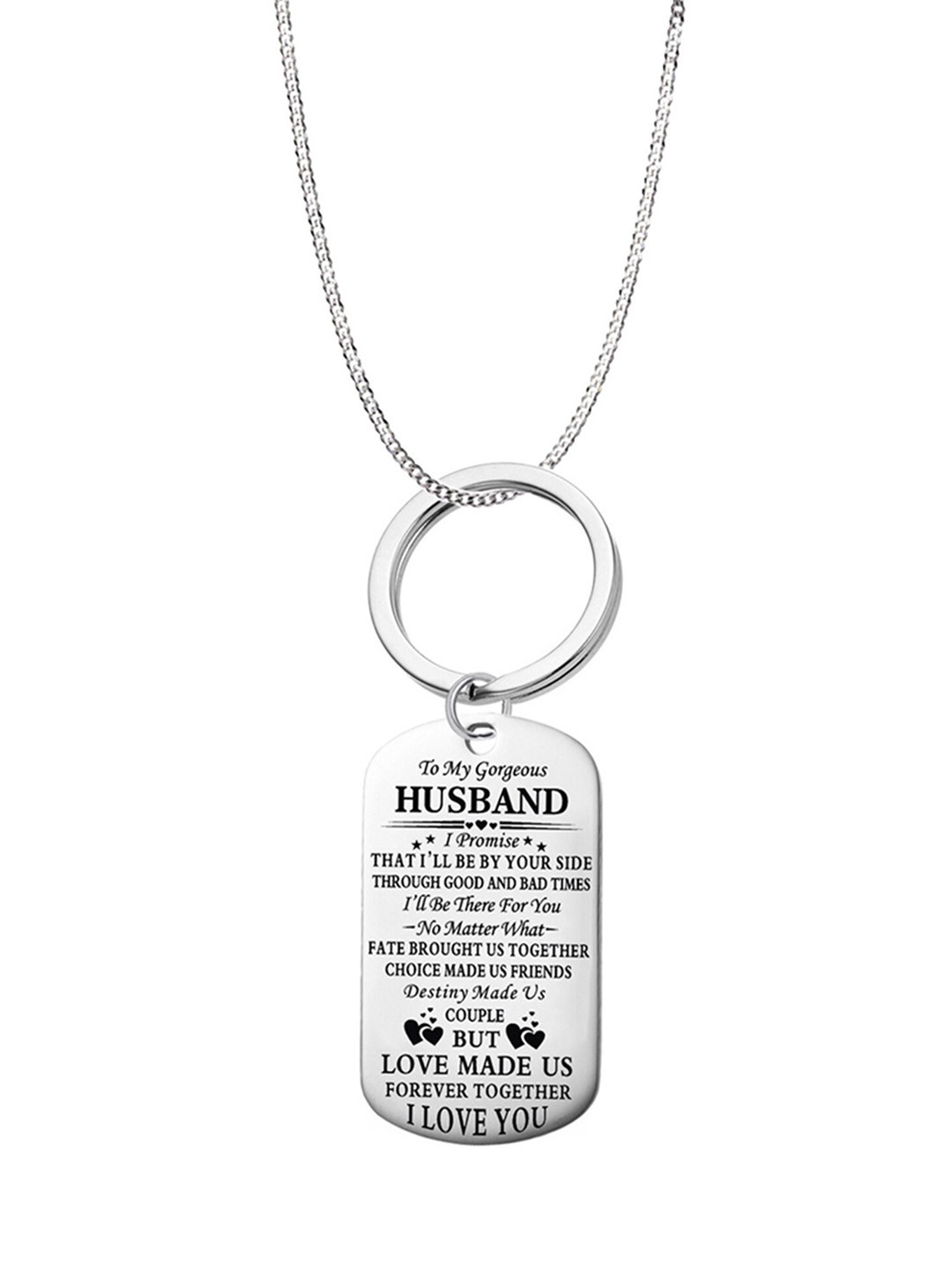 Yellow Chimes Men Rhodium-Plated Love Message Pendant With Chain