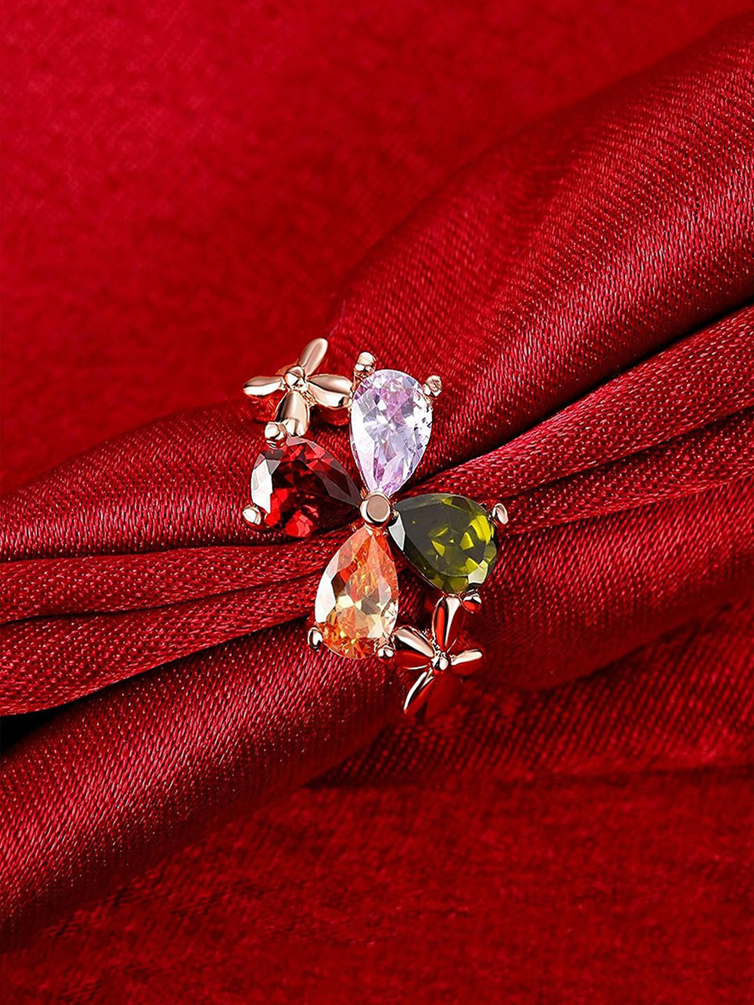 Yellow Chimes Cubic Zirconia Studded Adjustable Finger Ring