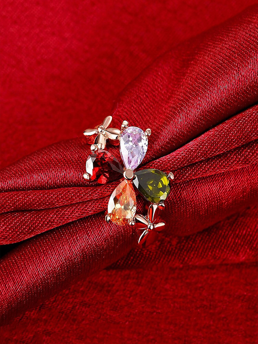 Yellow Chimes Cubic Zirconia Studded Adjustable Finger Ring