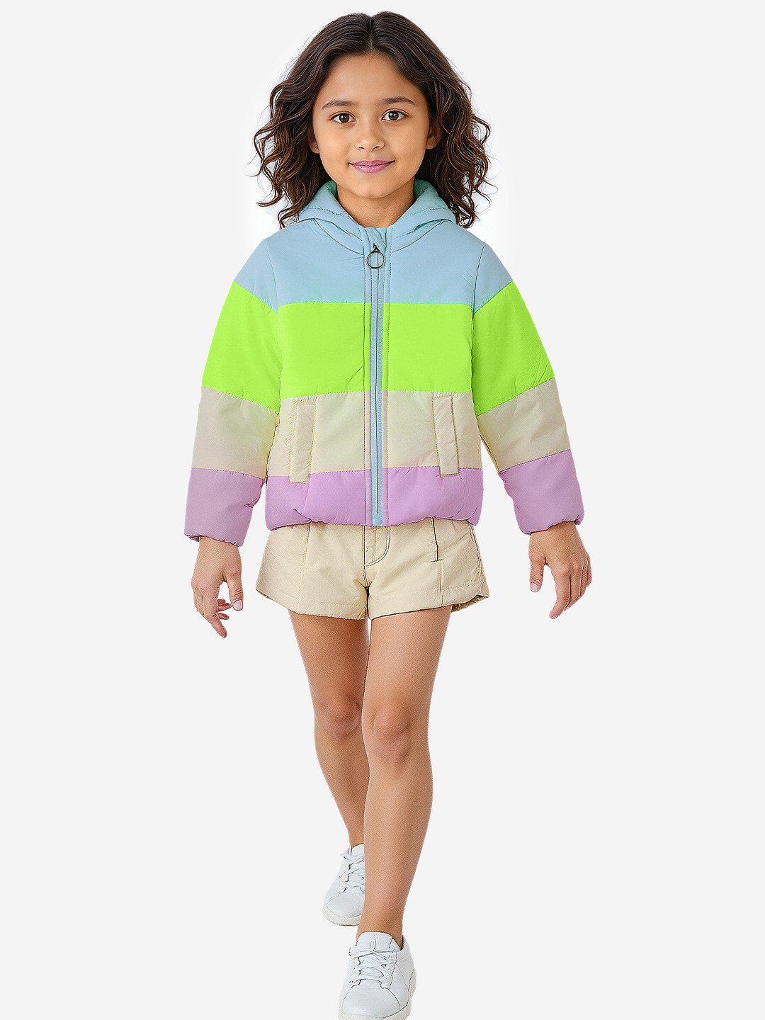The Souled Store Infant Girls Colourblocked Lightweight Hooded Puffer Jacket