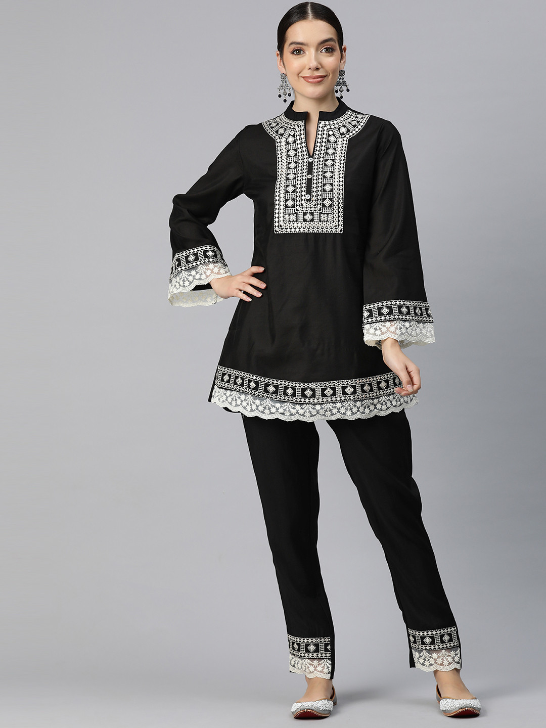 Readiprint Women Embroidered Pure Silk Co-Ords