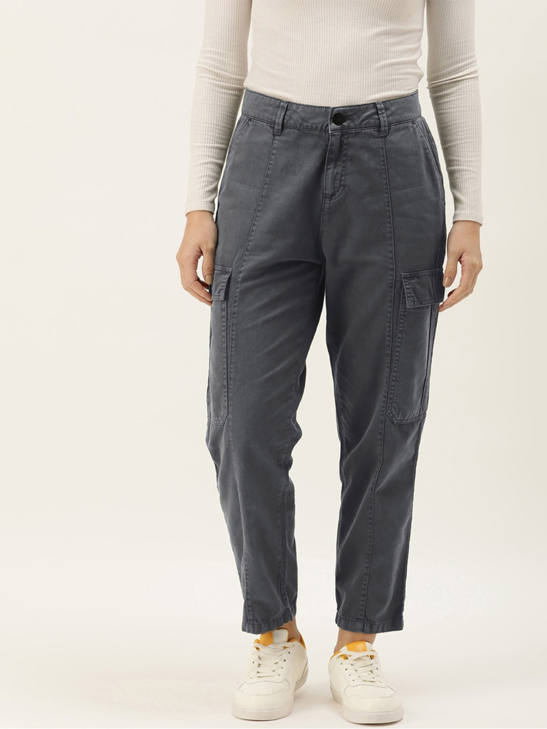 IVOC Women Grey Cargos Trousers