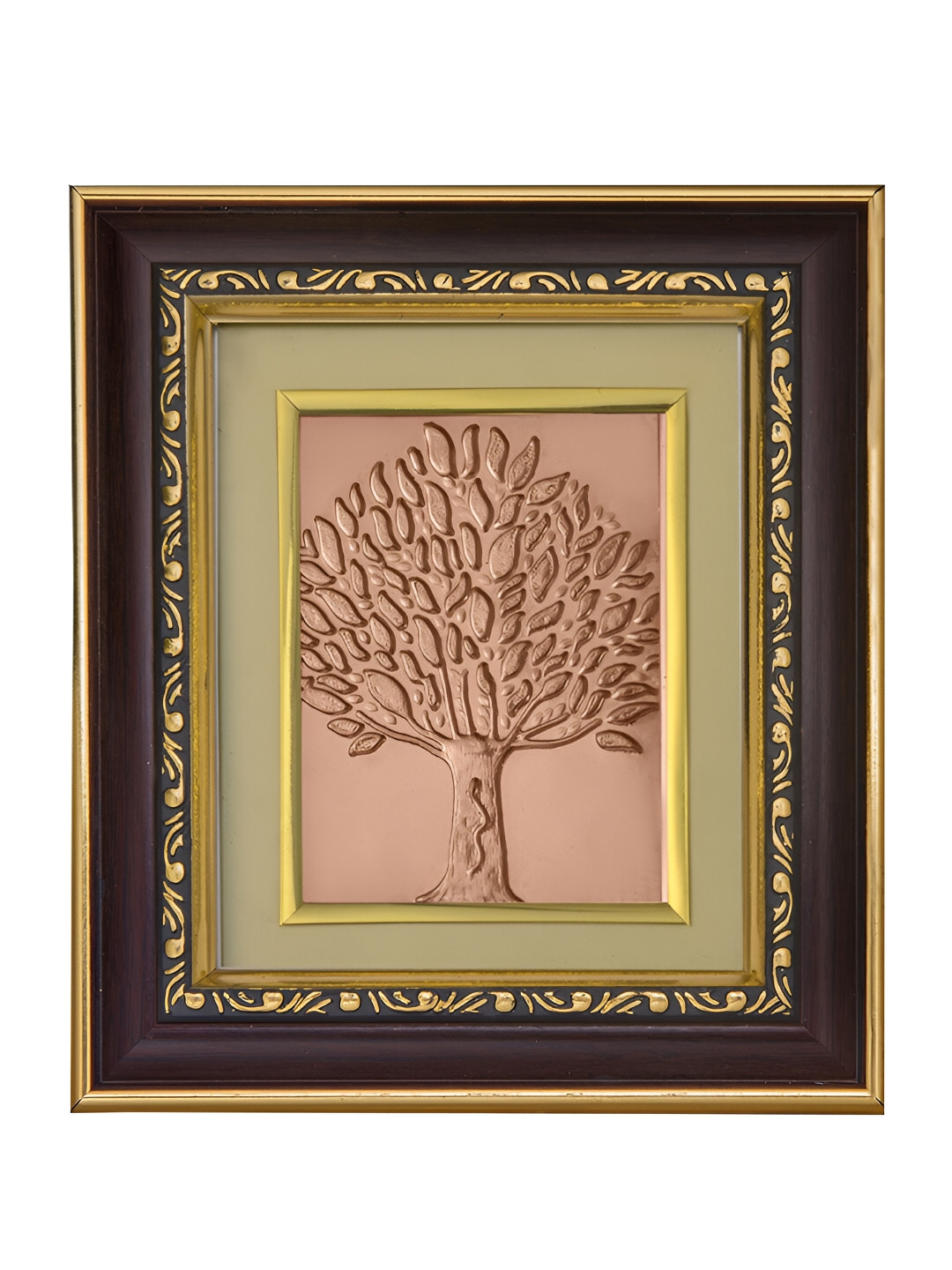 Pray Everyday Brown & Copper Toned Snake Climbing Tree Self Design Wall Photo Frame