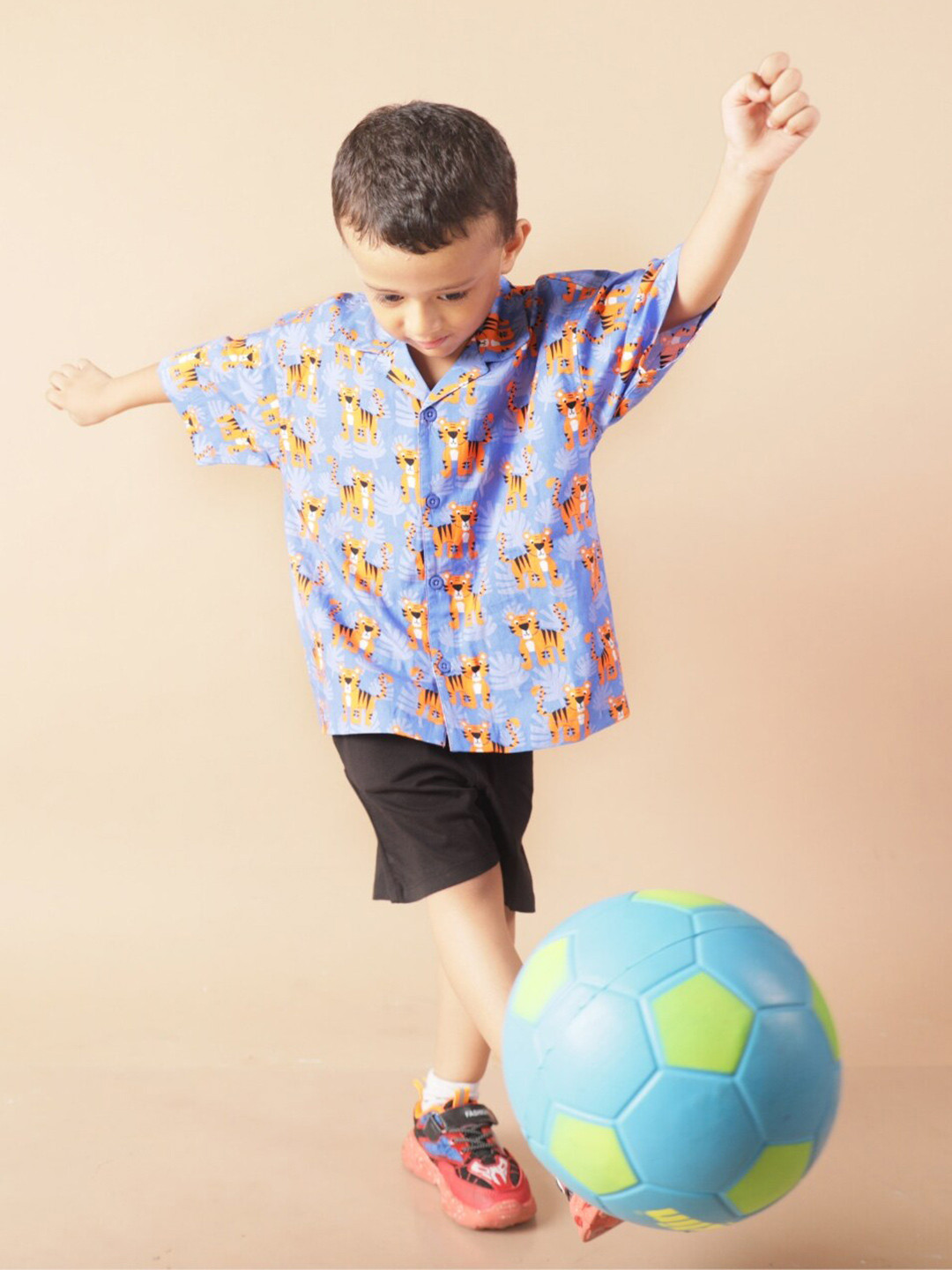 Ola! Otter Kids Relaxed Oversized Conversational Printed Organic Cotton Casual Shirt