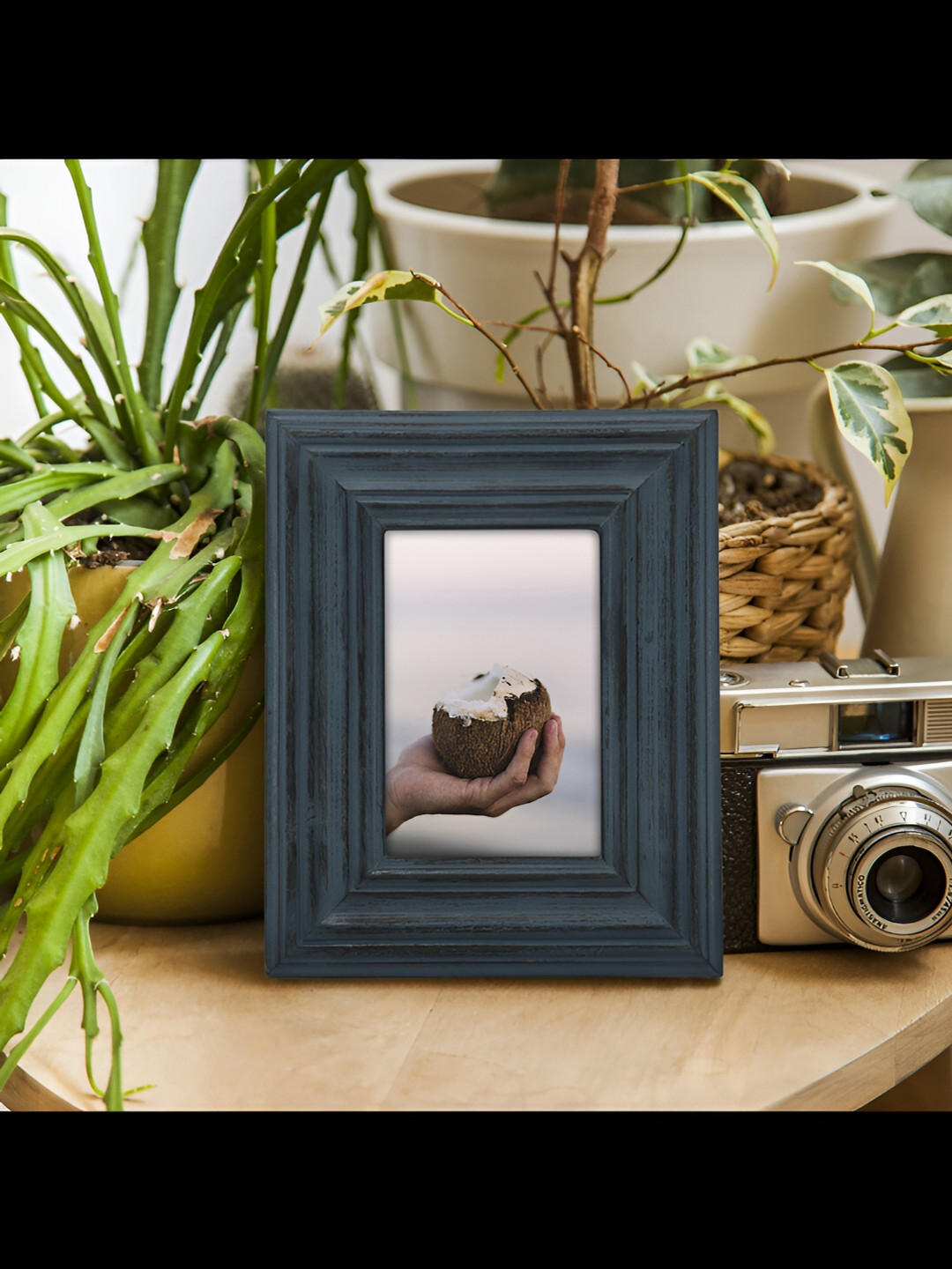 House of Sajja Blue Wooden Table Photo Frame