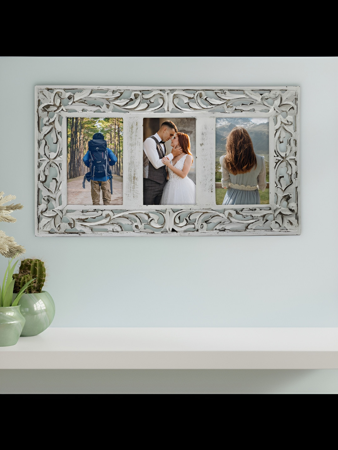 House of Sajja White Wooden Wall Photo Frames