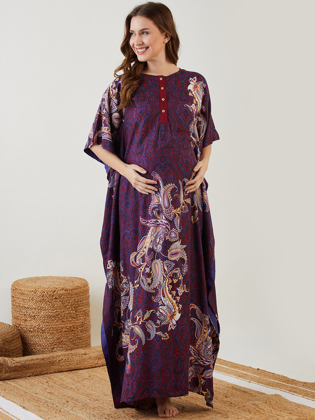 The Kaftan Company Printed Nursing Kaftan Maxi Nightdress
