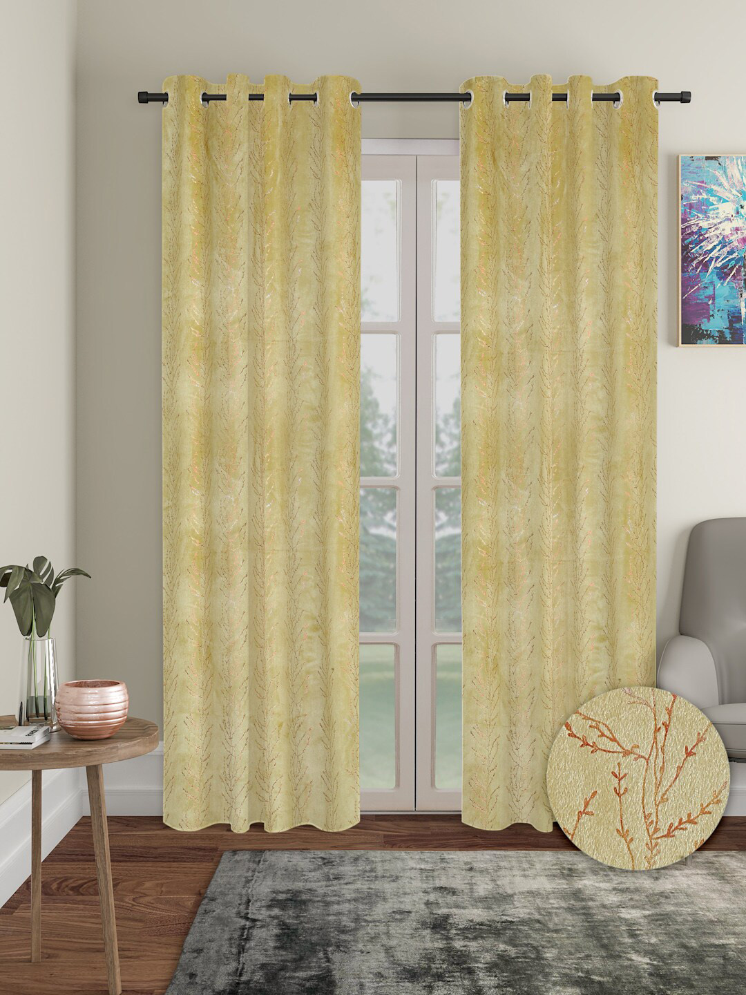 Aura 2 Pieces Velvet out Long Door Curtains