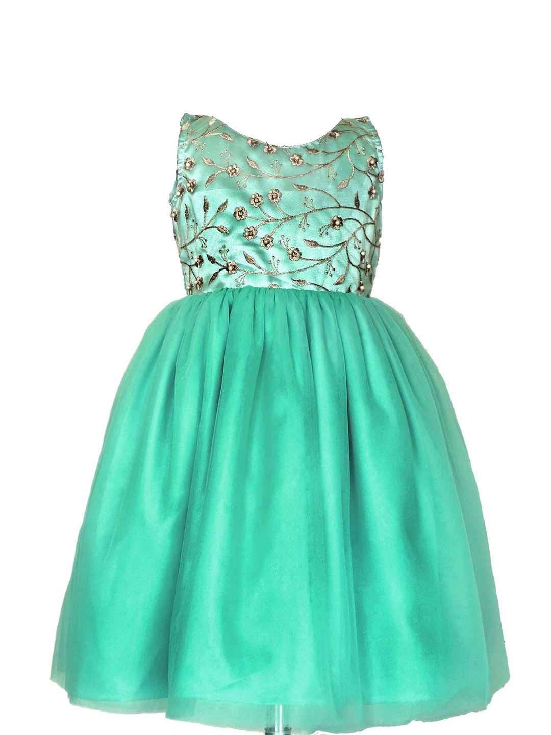 BAESD Kids-Girls Sleeveless Floral Embroidered Soft Net Fit & Flare Party Dress