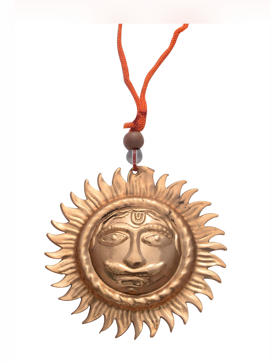 Pray Everyday Surya Narayan Ji Copper Ethnic Motifs Antique Spiritual Wall Decor-2.8In