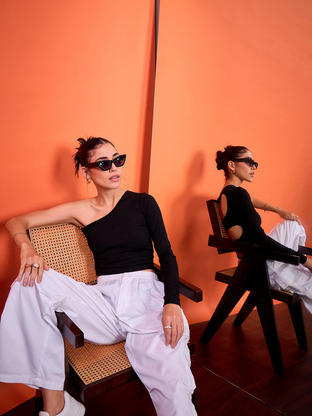 Uptownie Lite Stretchable Ribbed Top with Back Cut-out