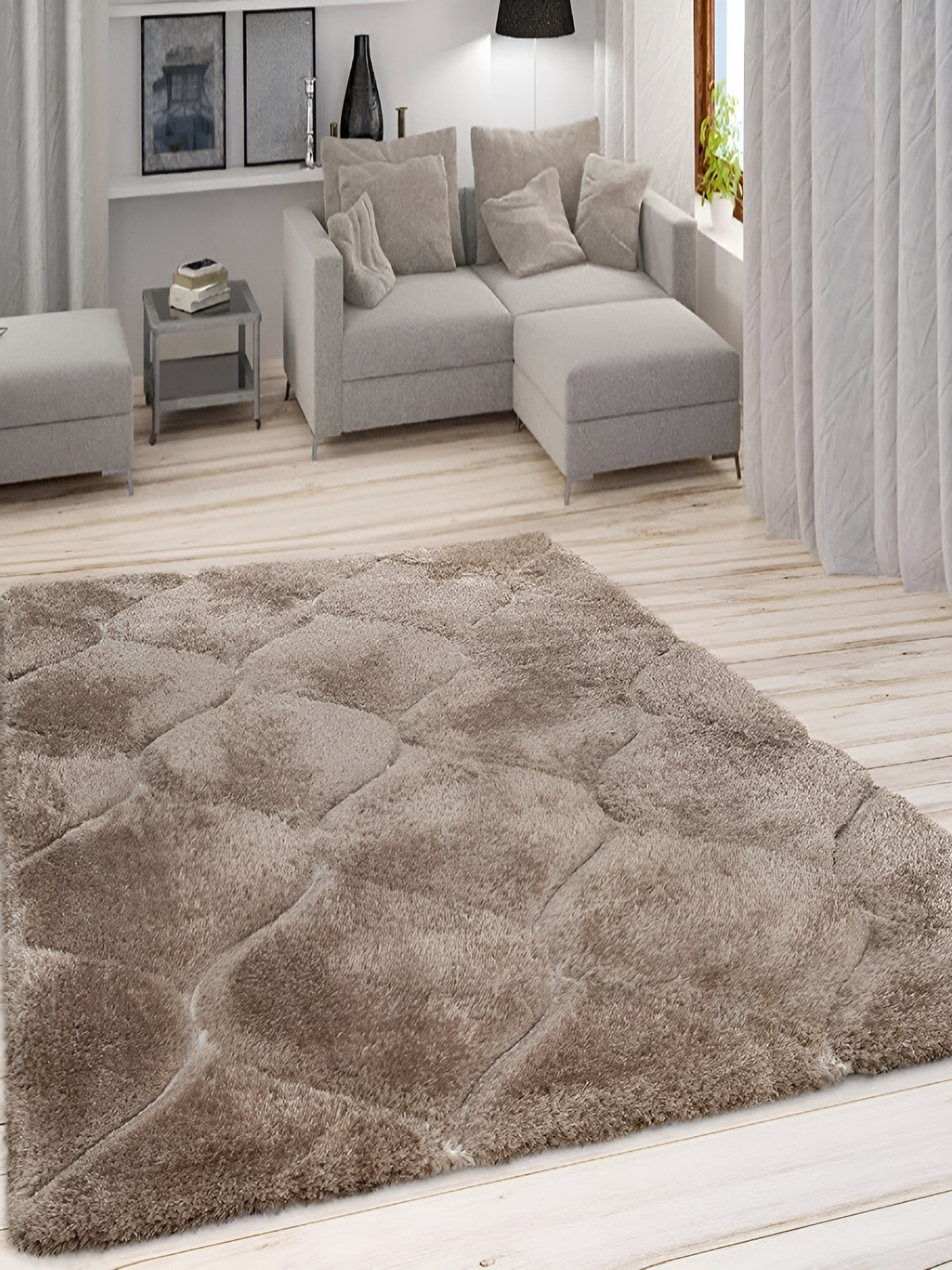 Asad Emporium Rugs Beige Geometric Anti-Skid Carpet