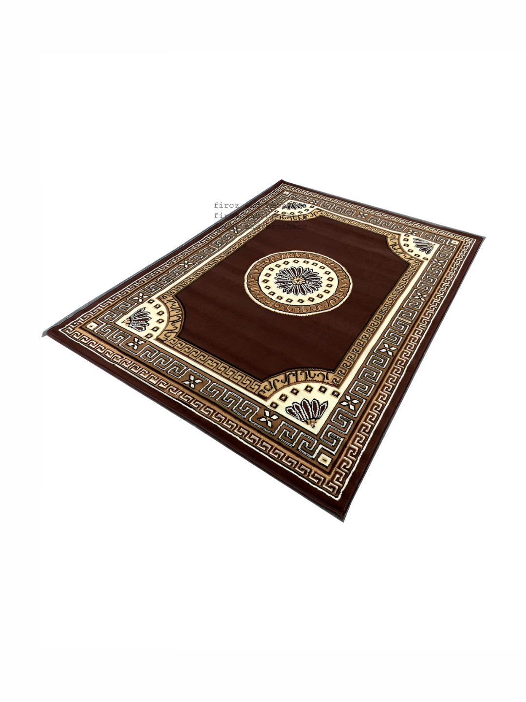 Asad Emporium Rugs Brown& Cream Geometric Anti-Skid Carpet